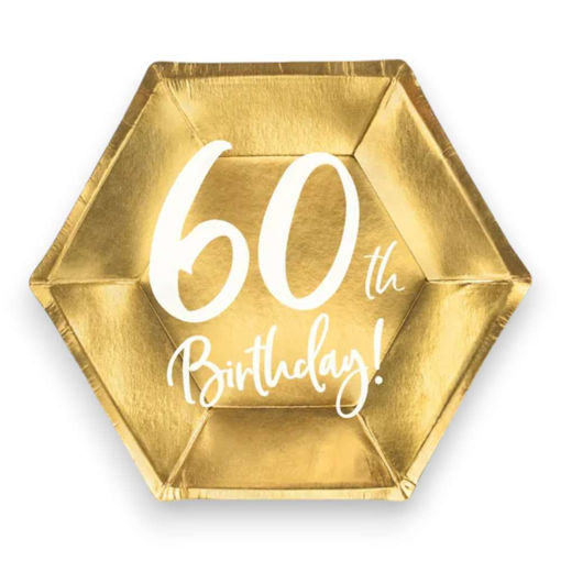 Picture of 60TH BIRTHDAY HEXAGON PAPER PLATES 20CM - 6 PACK